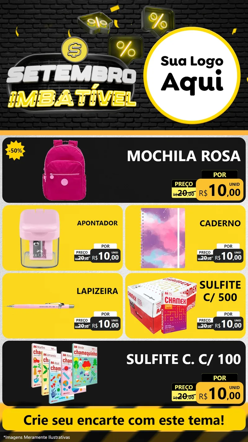 Modelo de TV para TV Vertical com o tema Setembro Imbatível para Papelaria