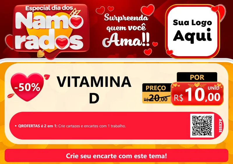Modelo de Cartaz para Cartaz A4 Horizontal com o tema Especial Dia dos Namorados para Farmácia