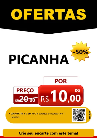 Modelo de Cartaz para Cartaz A4 Vertical com o tema Ofertas Preto e Vermelho Cartaz para Açougue