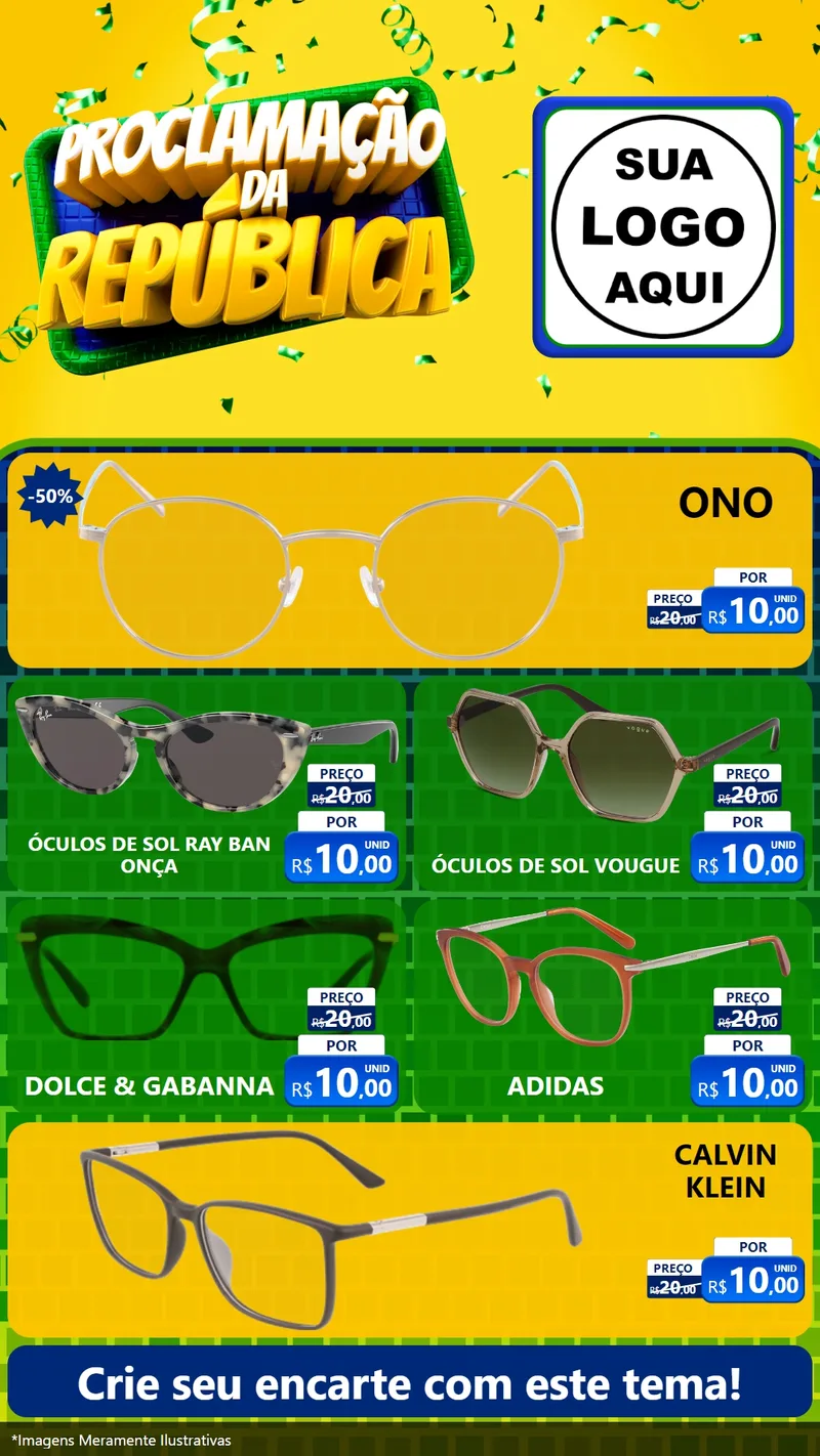 Modelo de TV para TV Vertical com o tema Proclamação da República para Óticas