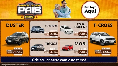 Modelo de TV para TV Horizontal com o tema Especial Dia dos Pais para Concessionaria de Carros