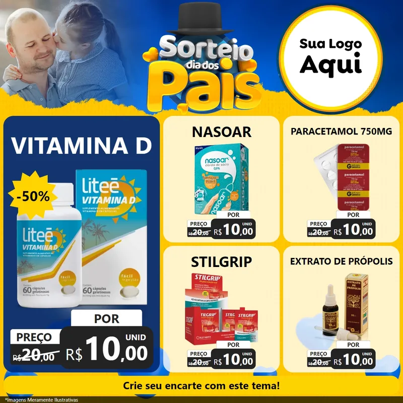 Modelo de Rede Social para Feed Facebook com o tema Sorteio Dia Dos Pais para Farmácia