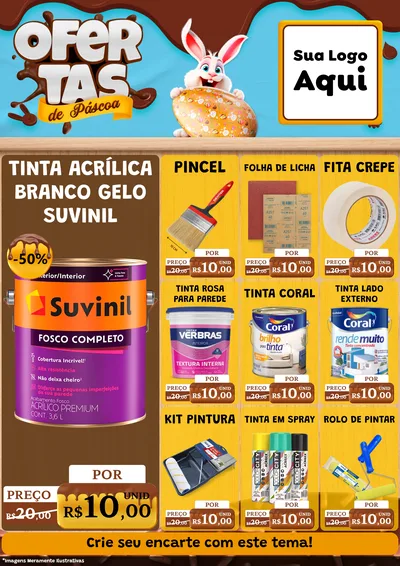 Modelo de Encarte para Encarte A4 Vertical com o tema Ofertas de Páscoa para Tintas e Ferramentas