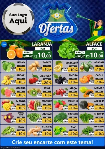 Modelo de Encarte para Encarte A4 Vertical com o tema Ofertas (Futebol) para Hortifrúti