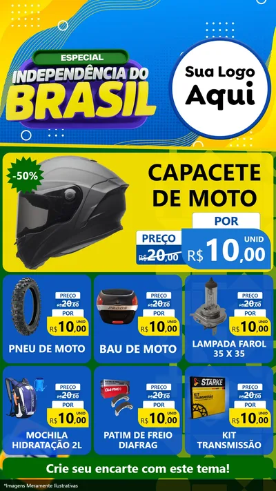 Modelo de Rede Social para Stories com o tema Especial Independência do Brasil para Moto peças