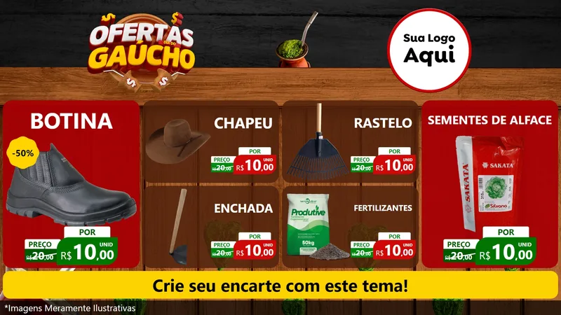 Modelo de TV para TV Horizontal com o tema Ofertas Dia do Gaúcho para Agropecuária