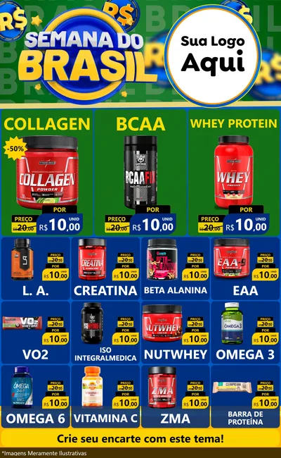 Modelo de Encarte para Encarte Grande com o tema Semana Do Brasil para Suplementos alimentares