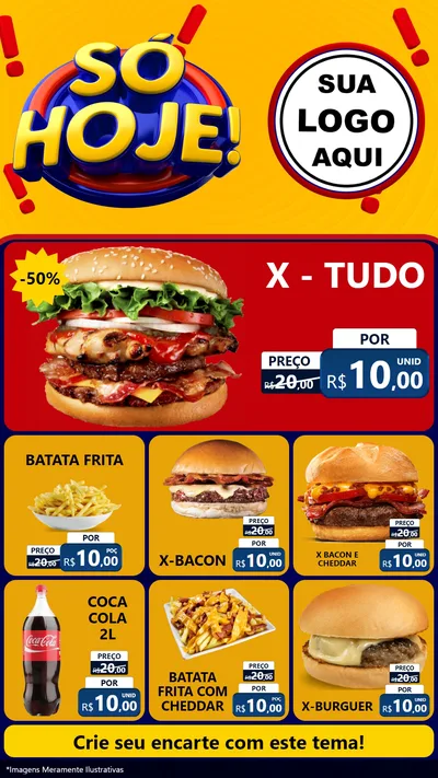 Modelo de Rede Social para Stories com o tema Só Hoje! para Hamburgueria