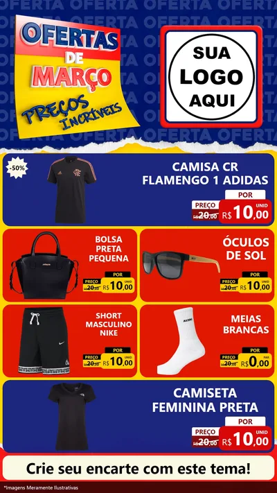 Modelo de TV para TV Vertical com o tema Ofertas de Março - Preços Incríveis para Roupas e acessórios