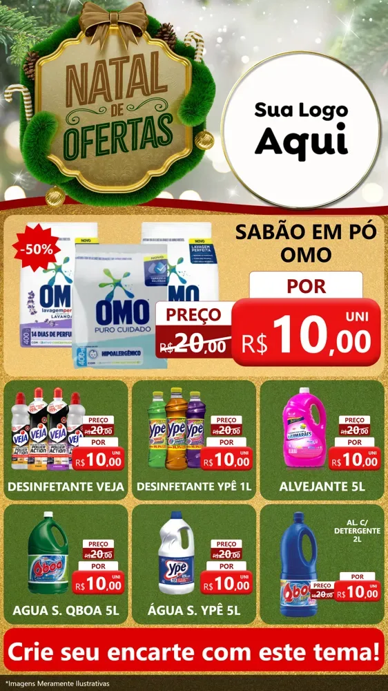 Modelo de Rede Social para Stories com o tema Ofertas de Natal para Produtos de Limpeza