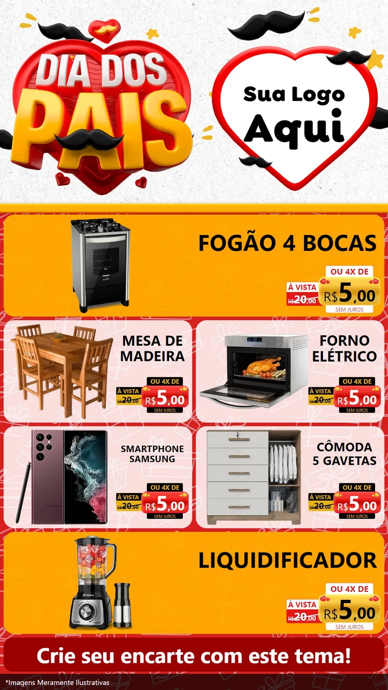 Modelo de TV para TV Vertical com o tema Dia dos Pais para Móveis e Eletro