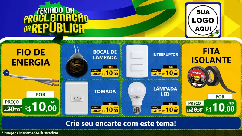 Modelo de TV para TV Horizontal com o tema Feriado da Proclamação da República para Materiais Elétricos