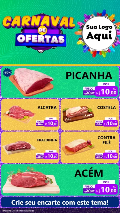 Modelo de TV para TV Vertical com o tema Carnaval de Ofertas para Açougue