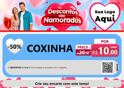 Modelo de Cartaz para Cartaz A4 Horizontal com o tema Descontos dos Namorados para Salgadaria