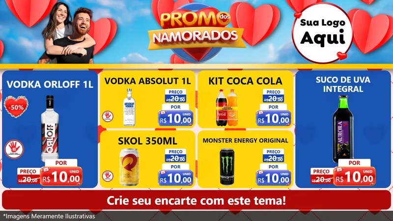 Modelo de TV para TV Horizontal com o tema Promo dos Namorados para Distribuidora de bebidas