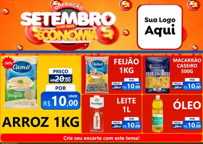 Modelo de Encarte para Encarte A4 Horizontal com o tema Operação Setembro Com Muita Economia para Supermercado