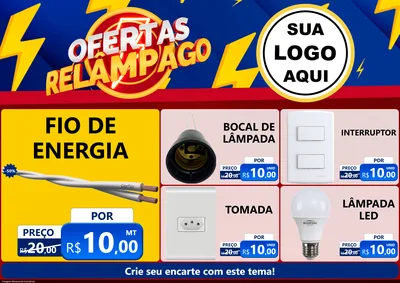 Modelo de Encarte para Encarte A4 Horizontal com o tema Ofertas Relâmpago para Materiais Elétricos