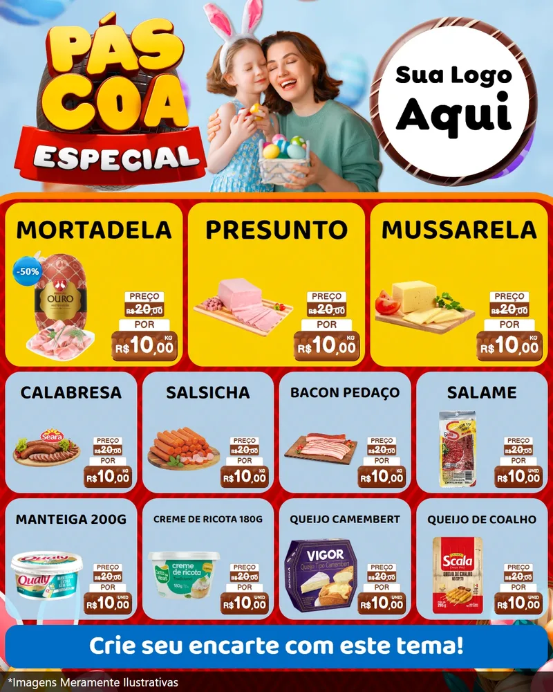 Modelo de Rede Social para Feed Instagram com o tema Páscoa Especial para Frios e Laticínios