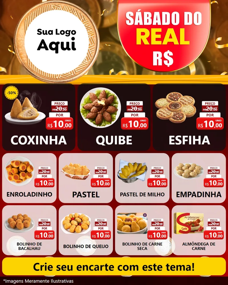 Modelo de Rede Social para Feed Instagram com o tema Sábado do Real para Salgadaria