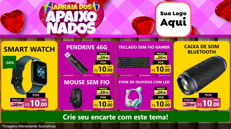 Modelo de TV para TV Horizontal com o tema Arraiá dos Apaixonados para Informática