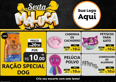 Modelo de Encarte para Encarte A4 Horizontal com o tema Sexta Maluca para Pet Shop