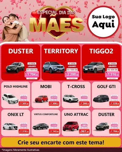 Modelo de Rede Social para Feed Instagram com o tema Especial Dia Das Mães para Concessionaria de Carros