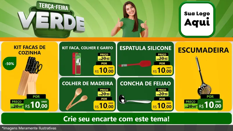 Modelo de TV para TV Horizontal com o tema Terça - Feira Verde para Utilidades Domésticas