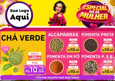 Modelo de Encarte para Encarte A4 Horizontal com o tema Especial Dia da Mulher para Produtos Naturais