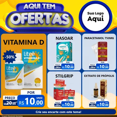 Modelo de Rede Social para Feed Facebook com o tema Aqui Tem Ofertas para Farmácia