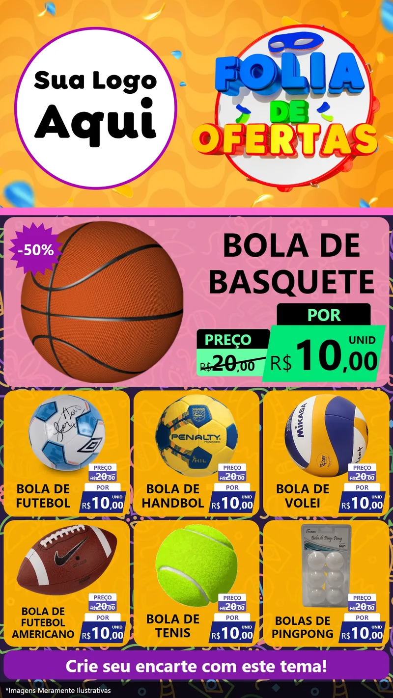 Modelo de Rede Social para Stories com o tema Folia de Ofertas para Artigos Esportivos