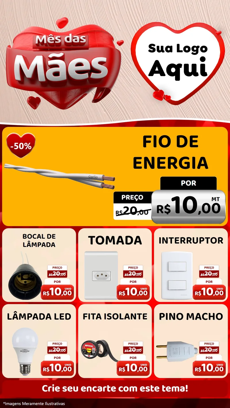 Modelo de Rede Social para Stories com o tema Mês das Mães para Materiais Elétricos