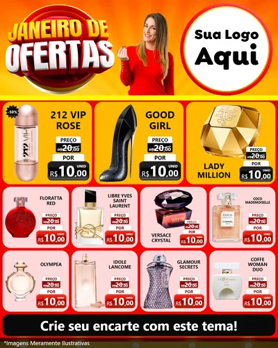 Modelo de Rede Social para Feed Instagram com o tema Janeiro de Ofertas para Perfumes