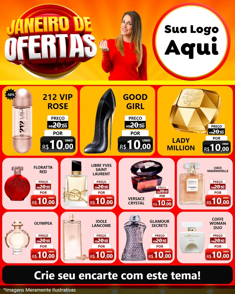 Modelo de Rede Social para Feed Instagram com o tema Janeiro de Ofertas para Perfumes