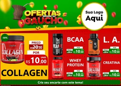 Modelo de Encarte para Encarte A4 Horizontal com o tema Ofertas Semana Do Gaúcho para Suplementos alimentares