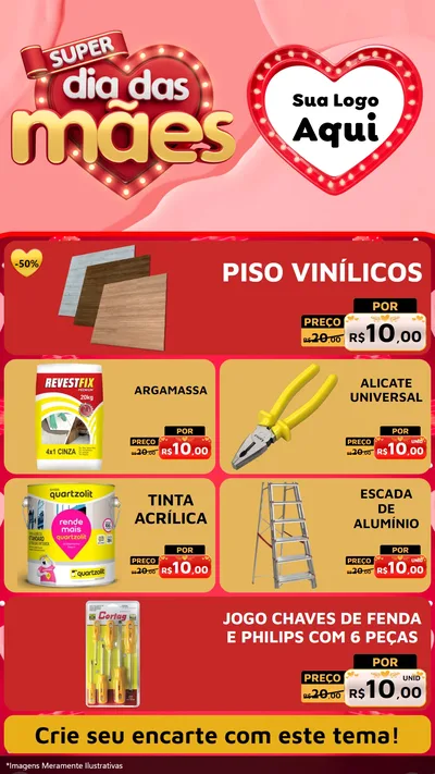 Modelo de TV para TV Vertical com o tema Super Dia Das Mães para Material para Construção