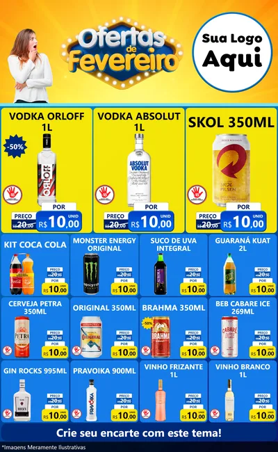 Modelo de Encarte para Encarte Grande com o tema Ofertas de Fevereiro para Distribuidora de bebidas