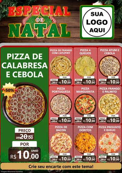 Modelo de Encarte para Encarte A4 Vertical com o tema Especial de Natal para Pizzaria