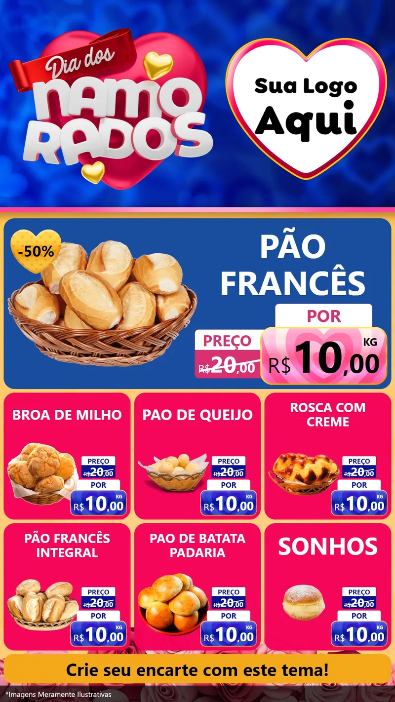 Modelo de Rede Social para Stories com o tema Dia dos namorados para Padaria