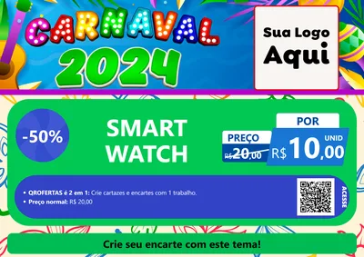 Modelo de Cartaz para Cartaz A4 Horizontal com o tema Carnaval 2027 para Informática