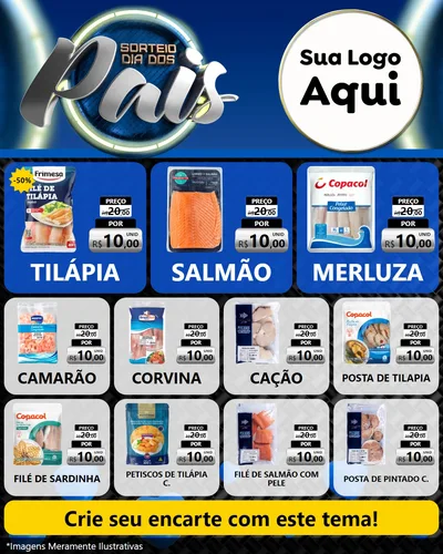 Modelo de Rede Social para Feed Instagram com o tema Sorteio Dia Dos Pais para Peixaria