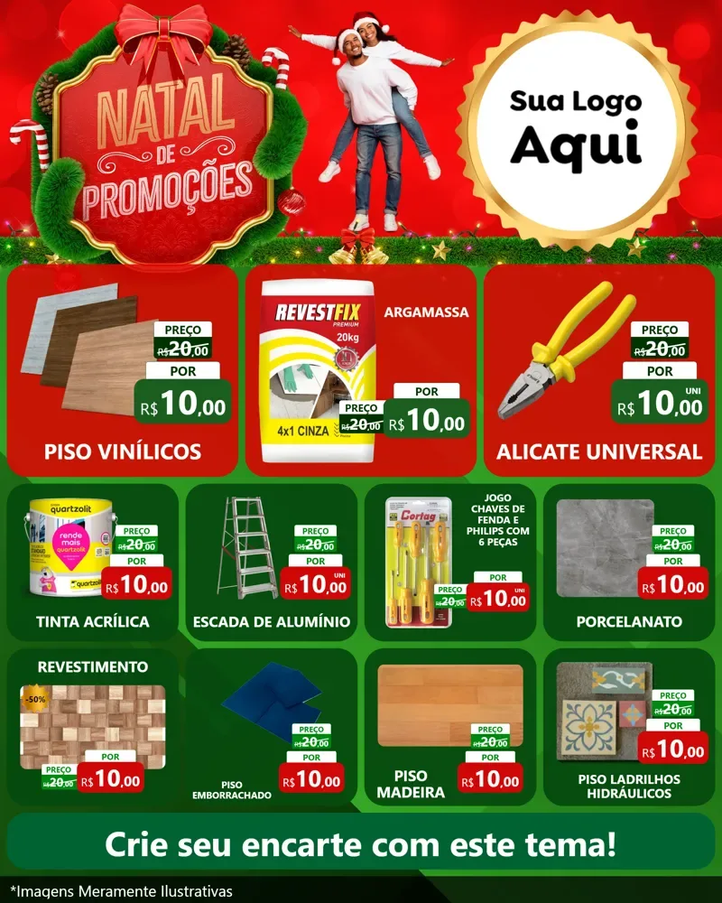 Modelo de Rede Social para Feed Instagram com o tema Natal de Promoções para Material para Construção