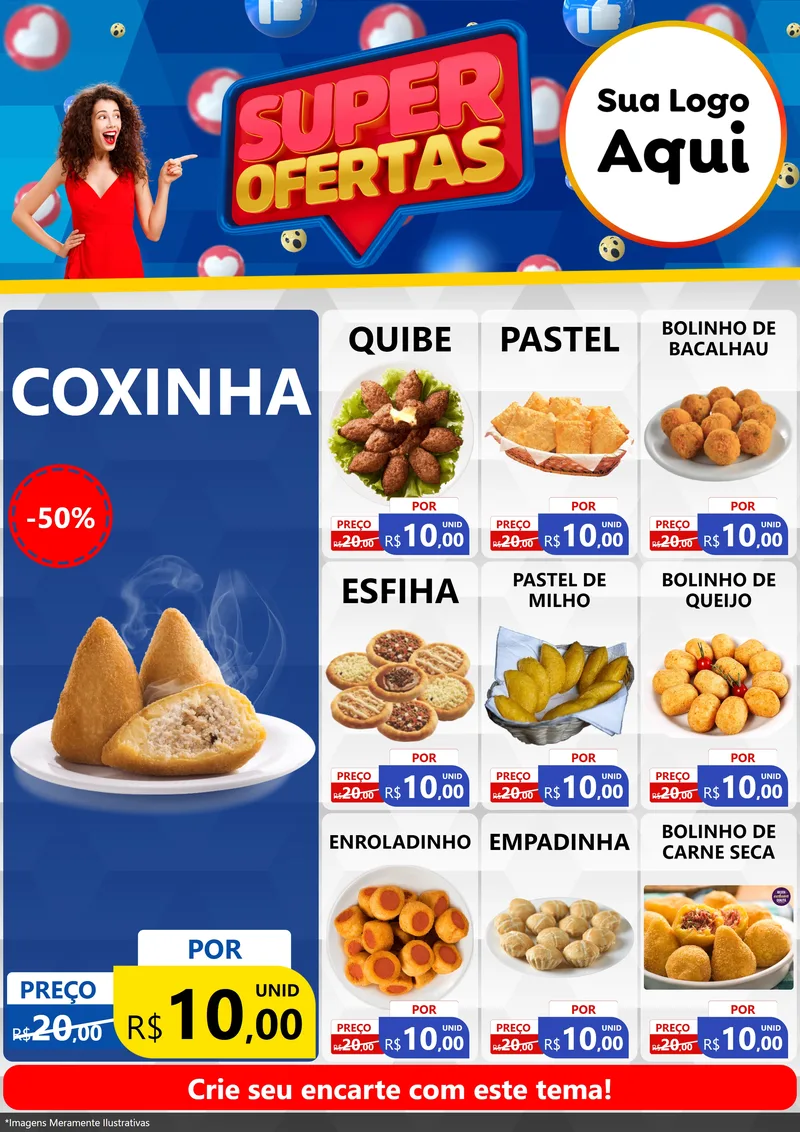Modelo de Encarte para Encarte A4 Vertical com o tema Super Ofertas para Salgadaria