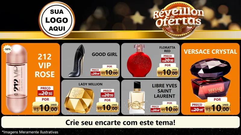 Modelo de TV para TV Horizontal com o tema Réveillon de Ofertas para Perfumes