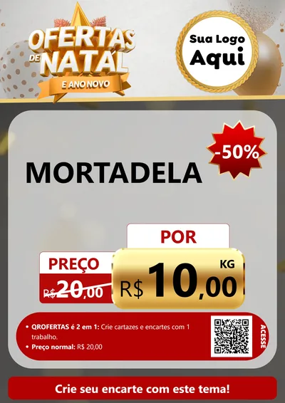 Modelo de Cartaz para Cartaz A4 Vertical com o tema Ofertas De Natal E Ano Novo para Frios e Laticínios