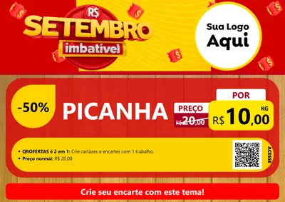 Modelo de Cartaz para Cartaz A4 Horizontal com o tema Setembro Imbatível para Açougue