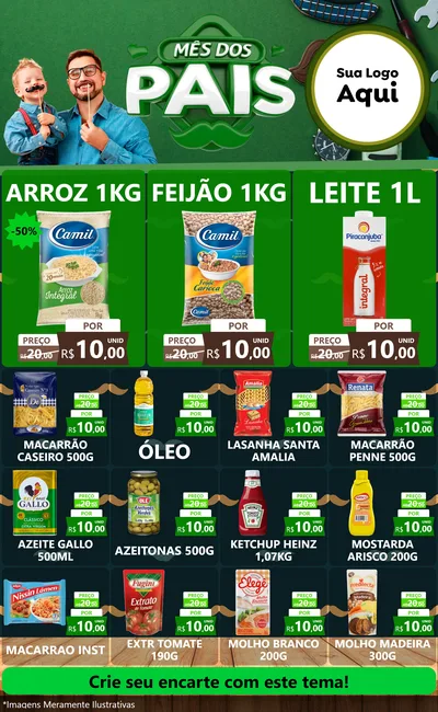 Modelo de Encarte para Encarte Grande com o tema Mês dos Pais para Supermercado
