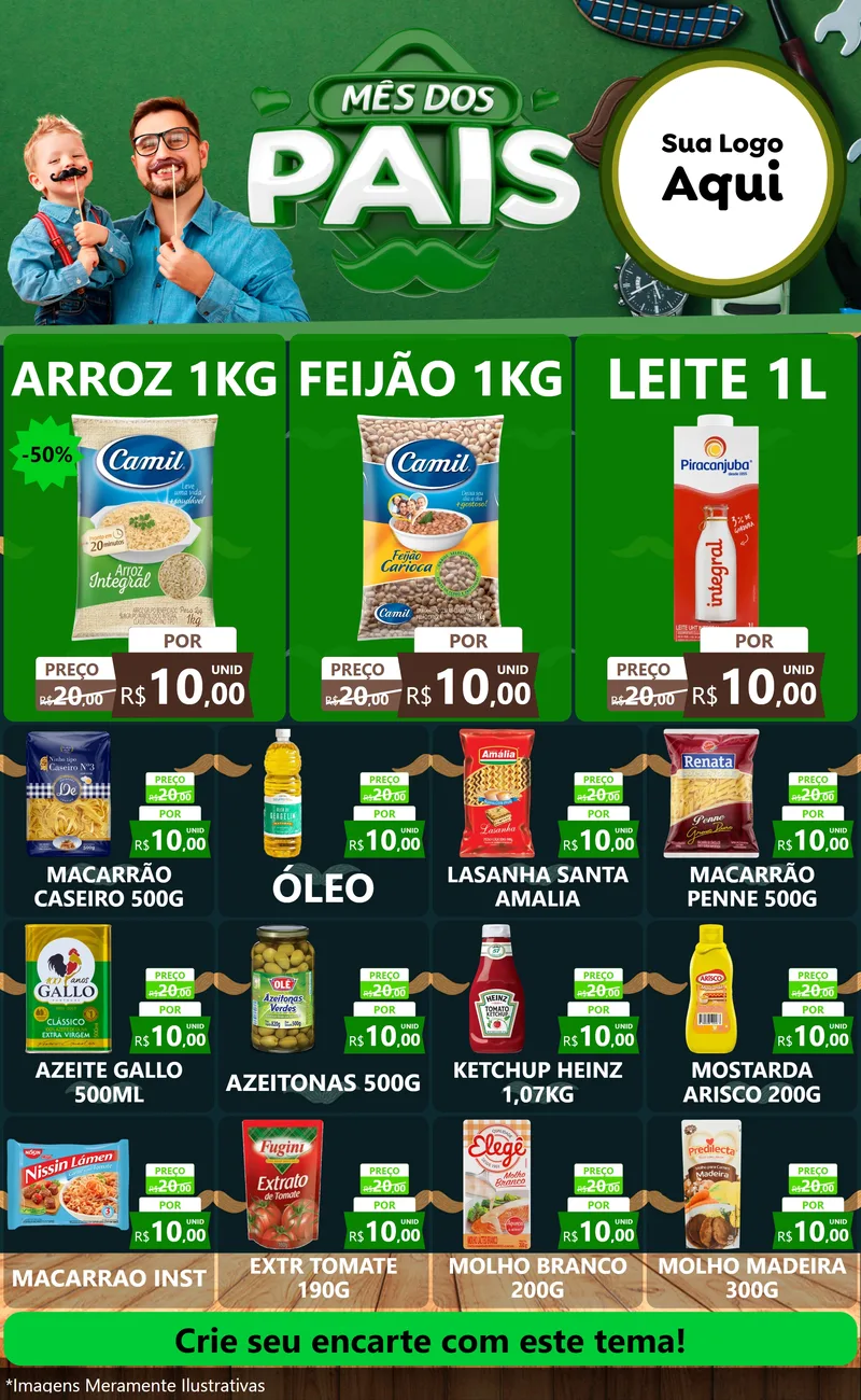 Modelo de Encarte para Encarte Grande com o tema Mês dos Pais para Supermercado