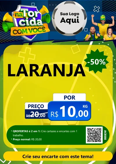 Modelo de Cartaz para Cartaz A4 Vertical com o tema Na Torcida Com Você - Copa para Hortifrúti