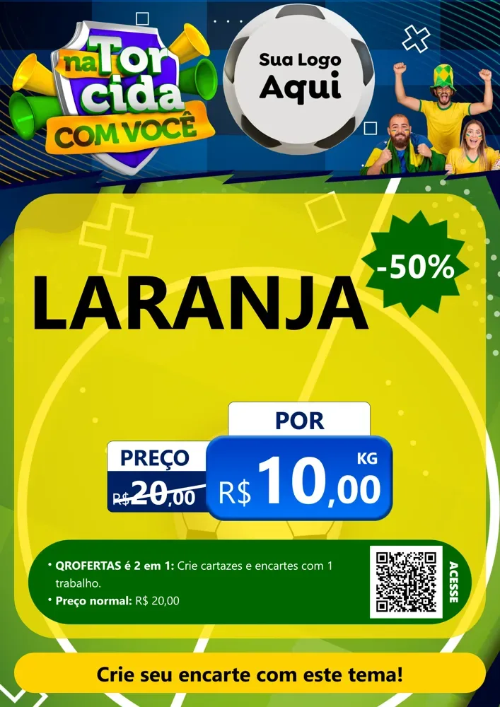 Modelo de Cartaz para Cartaz A4 Vertical com o tema Na Torcida Com Você - Copa para Hortifrúti