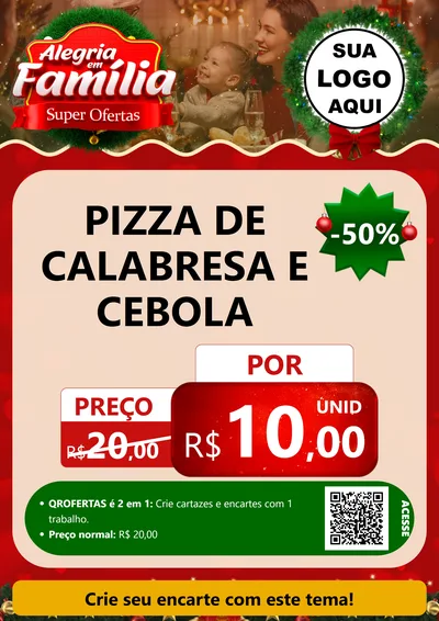 Modelo de Cartaz para Cartaz A4 Vertical com o tema Alegria Em Família - Super Ofertas para Pizzaria